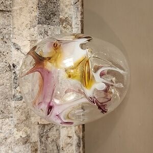 Peter Bramhall Art Glass Orb – 1982 Hand Blown Studio Glass Sculpture